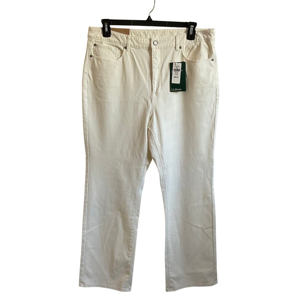 L.L. Bean Comfort Knit Paper White Straight Leg Jeans - Size 18‎ - NEW